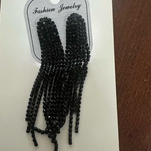 Black formal dangly earrings